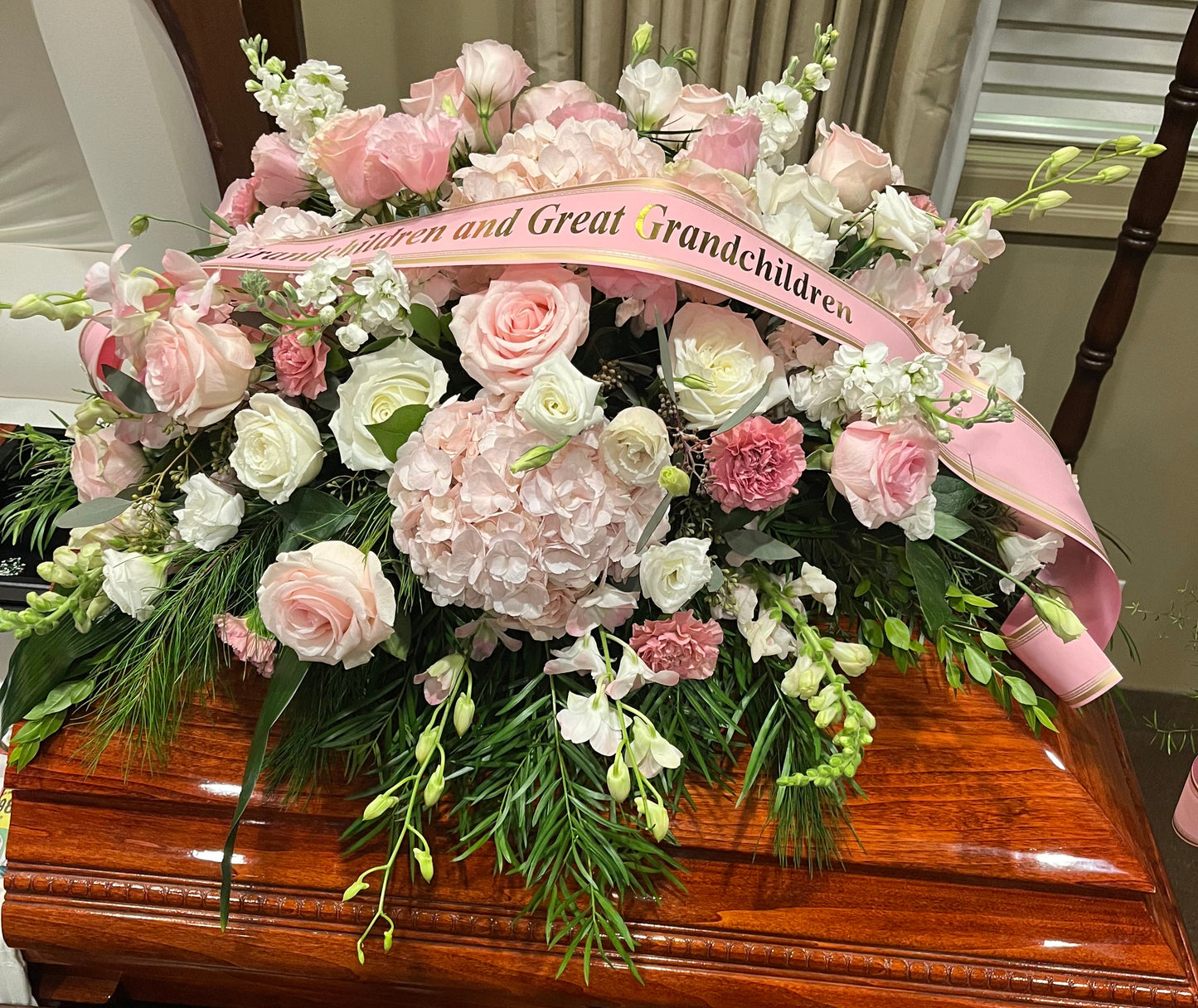 Blush & White Casket Spray
